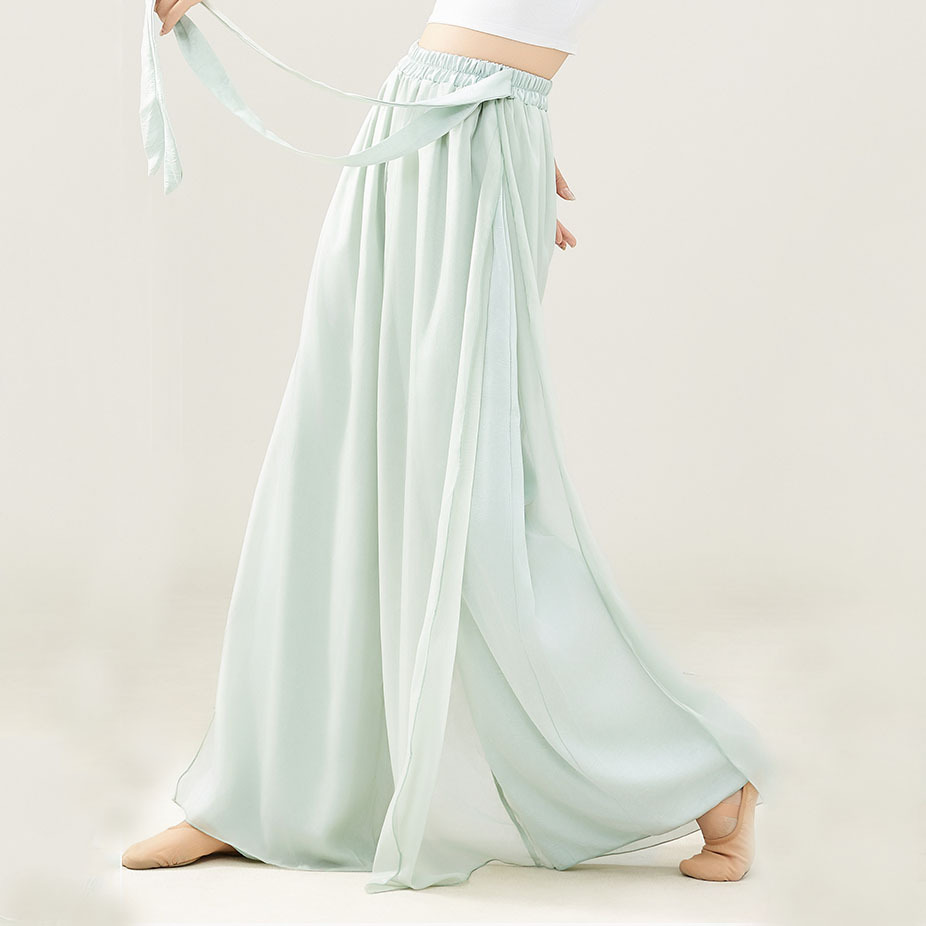 Modern Dance Clothing, Dance Pants, Women's Chinese Classical Dance Tops, Elegant and Loose-Fitting Practice Clothes, Dance Wide-Leg Pants