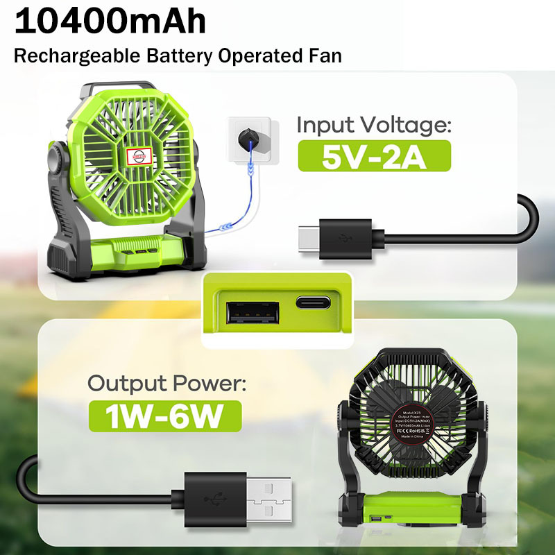 Lámpara Ventilador Solar de Camping 10400mAh Portátil con Luz LED para Camping image 4