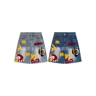 Fashion Japanese-Style Cross-Border Direct Sale 2025 Summer New Washed High Street Versatile Loose Vintage Denim Shorts