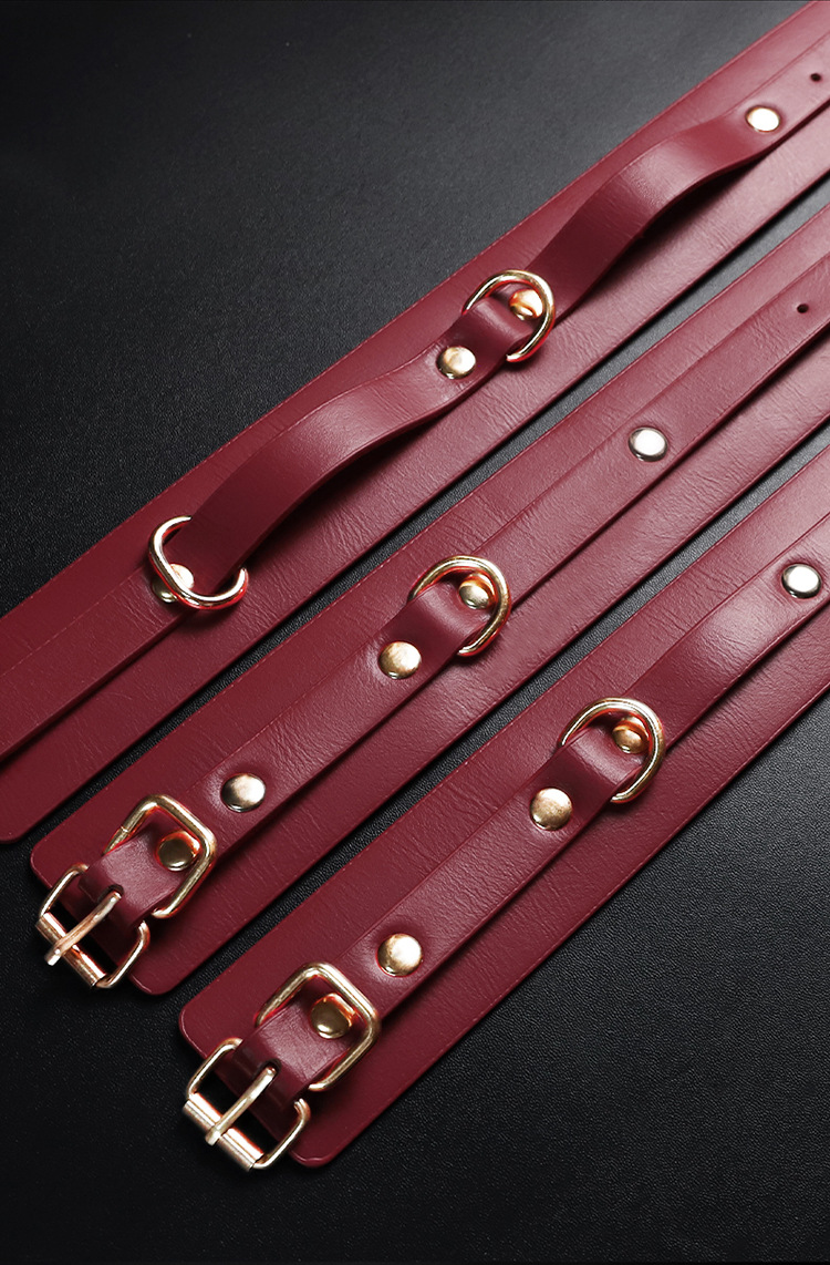 Jiuai SM Bondage Set for Couples with Nipple Clamps and PU Restraints, Black — detail image 35