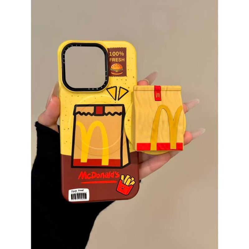 创意撞色泼墨汉堡薯条包装磁吸适用iphone17promax苹果16手机壳15|undefined