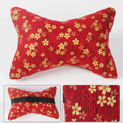 Headrest: JDM racing chair backrest town - sakura-red-japanese-style-hot-stamping-cloth-headrest-28cm18cm12cm