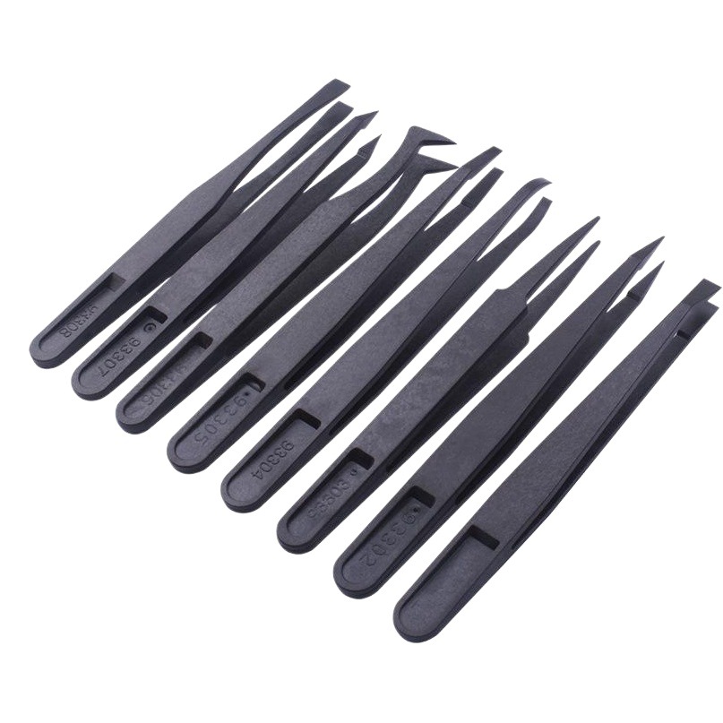 Pinzas de plástico antiestáticas de fibra de carbono duro pinzas sintéticas pinzas puntiagudas pinzas de fibra industrial pinzas clip