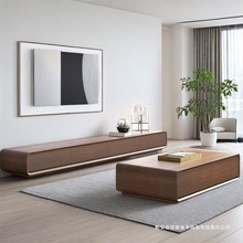 北欧风橡胶木实木落地电视柜茶几柜现代简约客厅电柜组合无需安装