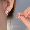 Asymmetrical earrings with tassels, diamond encrusted, simple and elegant design, light luxury style