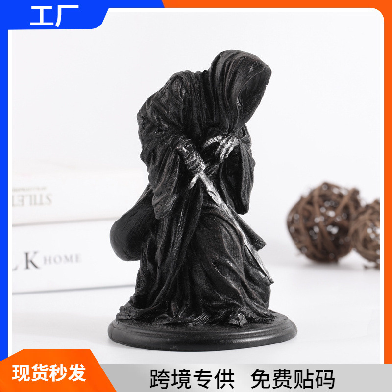 Cross-Border Foreign Trade Gothic Style Sword Spirit Resin Crafts Black Robe Death God Nordic Style Mysterious Dark Ornaments Trendy Toys