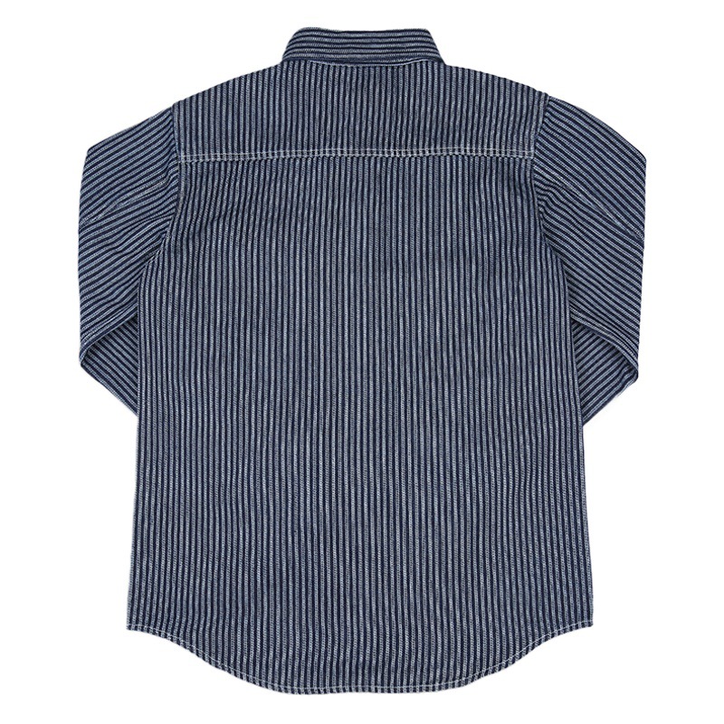 OKONKWO WESTERN SHIRTS camisa de trabajo a rayas verticales ameikaki Camisa vaquera multibolsillos