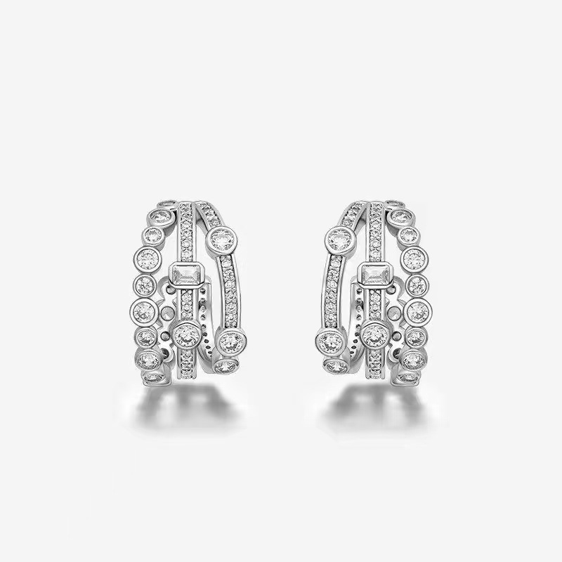 Sugar cube triple layer earrings