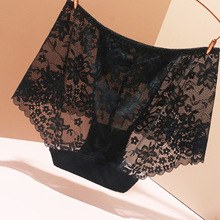 大码200斤高品质蕾丝内裤女透视性感新款女士中高腰胖妹妹三角裤
