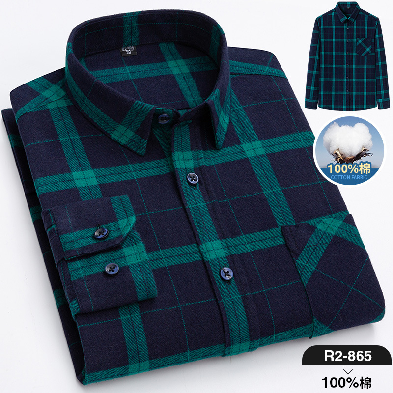 2024 nuevo Algodón puro cepillado camisa de manga larga a cuadros de los hombres de estilo coreano transpirable camisa de moda casual en stock ropa de hombre