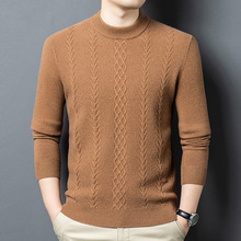 2025冬季厚款中年男士时尚精品羊毛针织衫休闲高端保暖半高领毛衣
