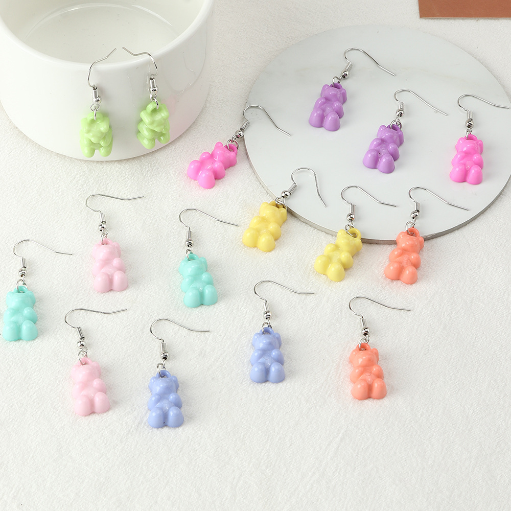 Cross-border Ins Cute Color Bear Earrings Earrings Soft Cute Girl Earrings display picture 11