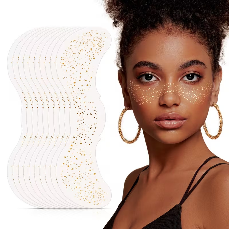 Cross-border wholesale European and American gold foil freckle stickers, waterproof temporary tattoos for parties, music festivals, and makeup face stickers
