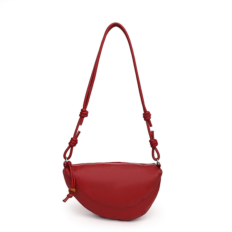 Fashion Genuine Leather Hobo Bag Crossbody Women's Bag Versatile Top Grain Cowhide Dumpling Bag Designer Luxury Shoulder Bag - Thumbnail 7