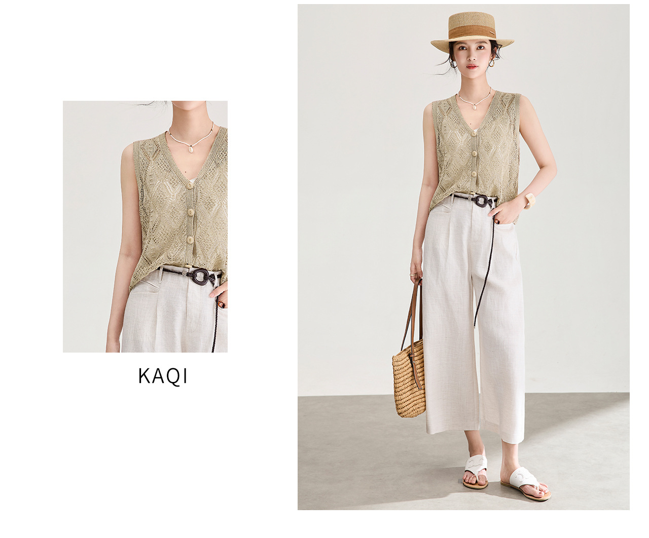 Áo ghi lê nữ cổ V họa tiết kẻ caro nổi, dáng mỏng nhẹ mùa hè — màu xanh navy chi tiết 15