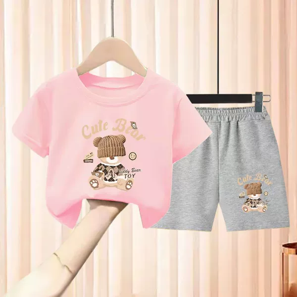Hat Bear Pink + Gray Shorts