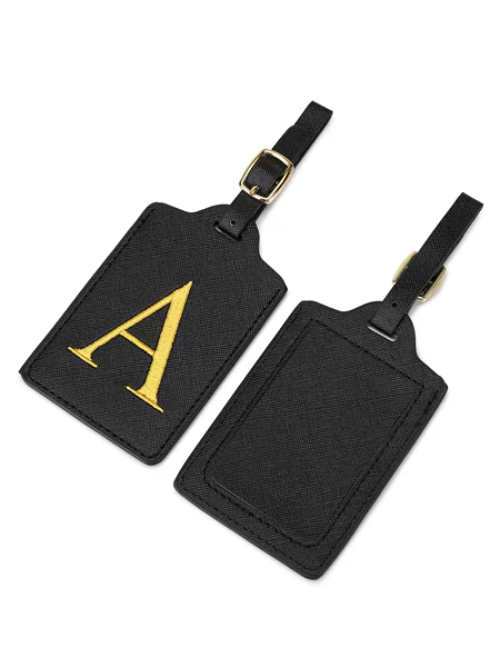 Fashionable PU leather letter luggage tag, simple and portable, versatile name tag, unisex travel boarding tag
