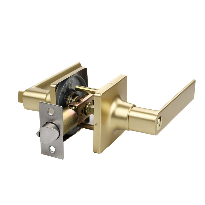 Personalizada aleación de zinc de tres barras cerradura de mano cerradura cuadrada cerradura de baño cerradura de canal cerradura americana de tres barras cerradura interior cerradura de mango de puerta de madera