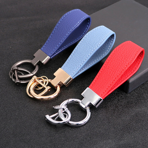 Wholesale leather car DIY keychain printable logo automotive commercial pendant leather keychain waist hanging accessories