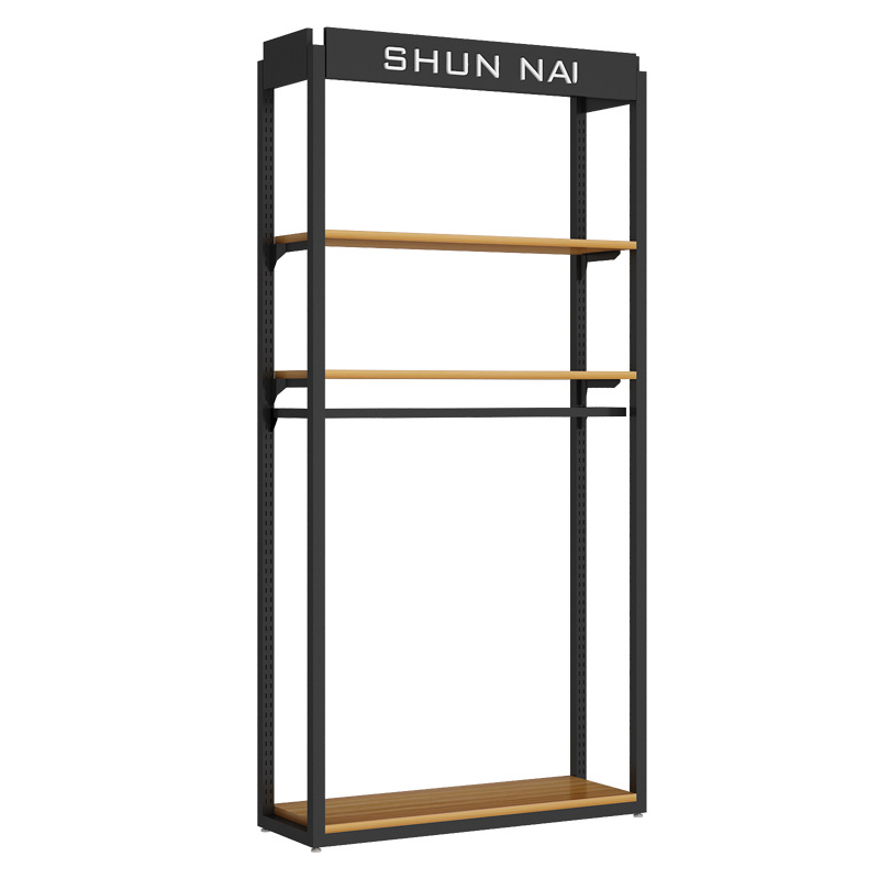 Tienda de ropa de ocio con luces estante de exhibición estante de exhibición tipo piso estante de exhibición comercial percha de ropa marca de moda hombre estante de tienda de ropa