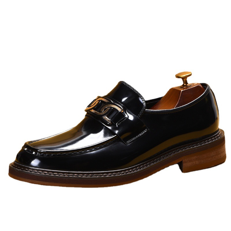 Business casual loafers men's leather horse fasteners English style loafers_voghion.com