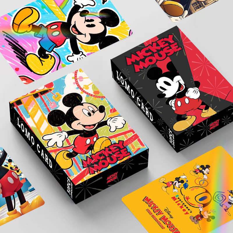 Laser Flash Card Mickey Double-Sided 30 Small Cards Lomo Card Animation Peripherals Boxed Photos Greeting Cards Bookmarks