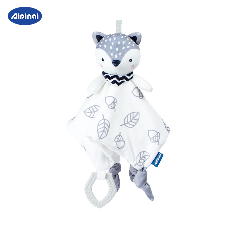 Nordic style baby animal comfort towel baby can be imported Fox doll newborn with tooth glue plush toy