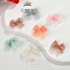 網紗ミニ波点蝶結びアンドロメダガーゼ服装補助材料手作りDIYヘアピンアクセサリー部品