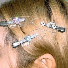 透明で痕跡のないサイドにはらはらとした同じタイプの韓代星のヘアピンの少女感ins小清新なサイドに頭飾りを挟む