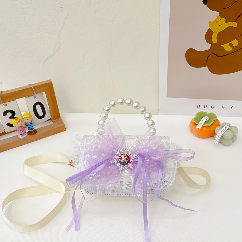 Bolsas para niños nuevas niñas bolsas de hombro lindas princesas bolsas de hombro de perlas de encaje bolsas de hombro al por mayor