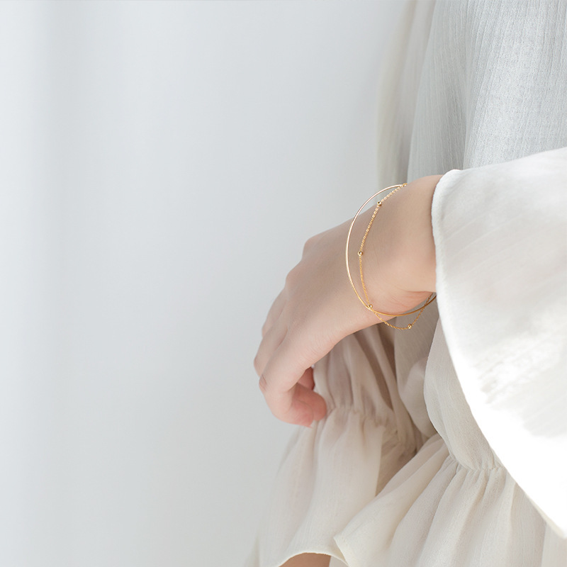 Eloch s925 pulsera de plata para mujeres simple doble pulsera de tendencia de absorción de joyas de pulsera de hebilla ferromagnética S2387