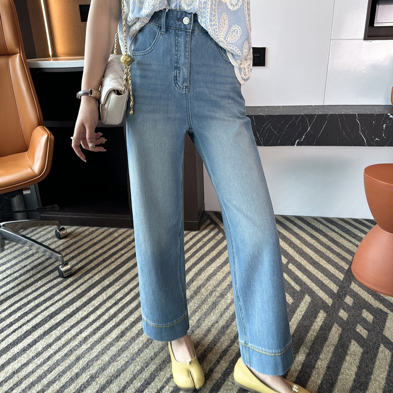 The Treasure of the Store~! Super Beautiful Daisy Embroidery Cropped Tencel Jeans for Women, Summer Thin Wide-Leg Granny Pants The Treasure of the Store~! Super Beautiful Daisy Embroidery Cropped Tencel Jeans for Women, Summer Thin Wide-Leg Granny Pants