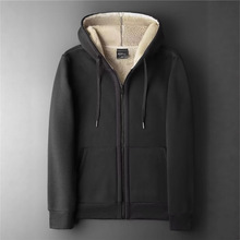 跨境冬季加绒男士外套清仓捡漏外贸开衫连帽卫衣加厚保暖男士上衣