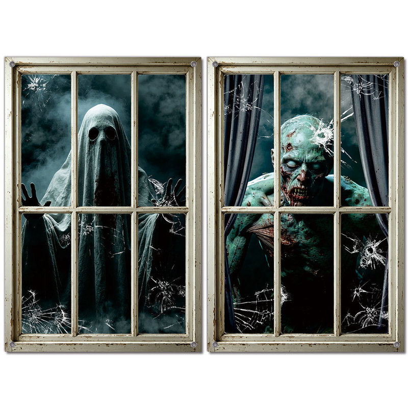 Cross-Border Amazon Halloween Horror Zombie Fake Window Flag Cloth Window Decoration Holiday Horror Curtain Hanging Cloth Cross-Border Amazon Halloween Horror Zombie Fake Window Flag Cloth Window Decoration Holiday Horror Curtain Hanging Cloth