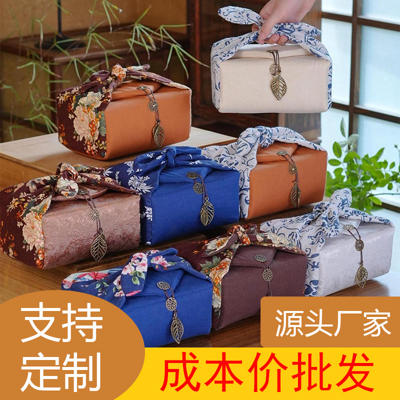 茶具收纳包便携出差茶壶盖碗茶杯茶具收纳盒复古棉麻半手工布包