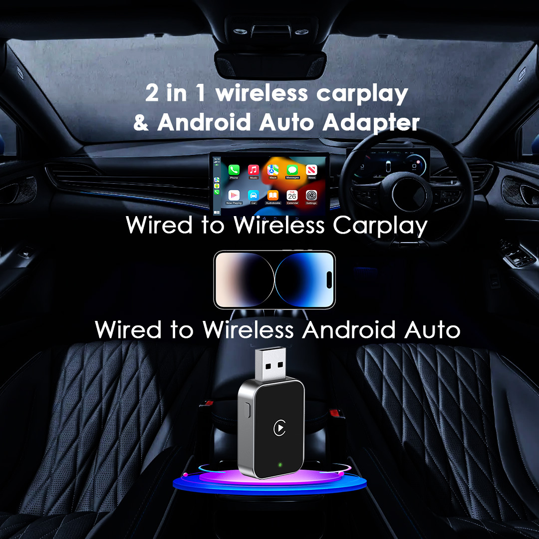 Cross-Border New Carplay Box Android Auto Two-In-One Car Wired to Wireless Adapter