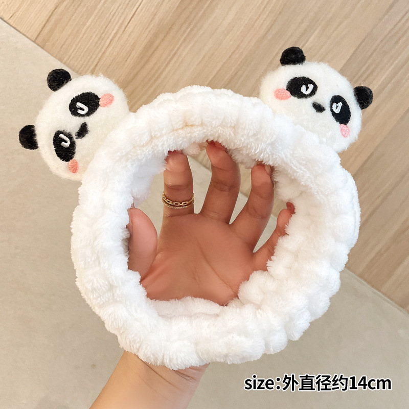 卡通熊猫发箍女2025新款发箍毛绒洗脸发带秋冬敷面膜专用发夹头饰|undefined