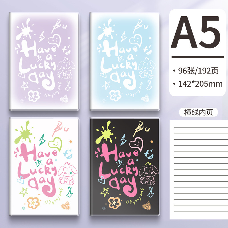 Oficina de estudiantes Libro grueso de alto perfil Tarjeta de cuaderno Graffiti Libro fresco pequeño B5 Funda de goma Cuaderno A5