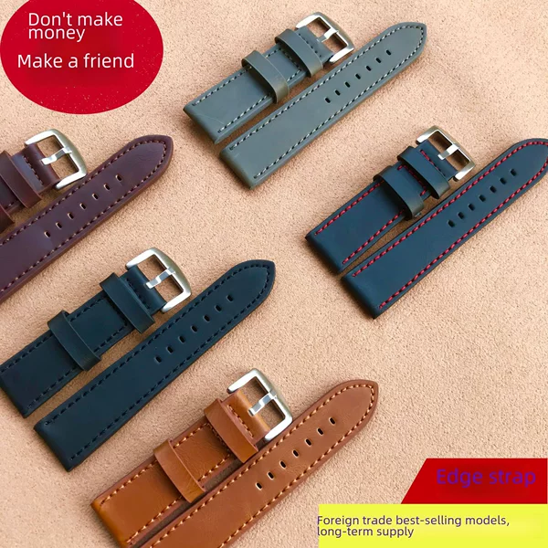Watchband foreign trade genuine leather universal trimming watchband, with the same material factory direct sales 18m20m22m24mm watchband