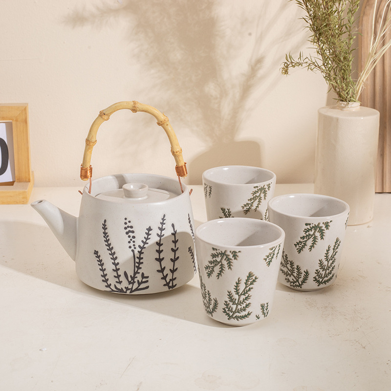 Taza de desayuno de cerámica pintada a mano pastoral esmerizada taza de cerámica rugosa taza de café de flores frescas taza de nicho menú de la tarde