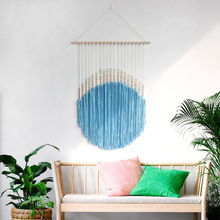 新款波西米亚棉绳手工编织挂毯 圆形图案壁挂民宿床头背景墙装饰