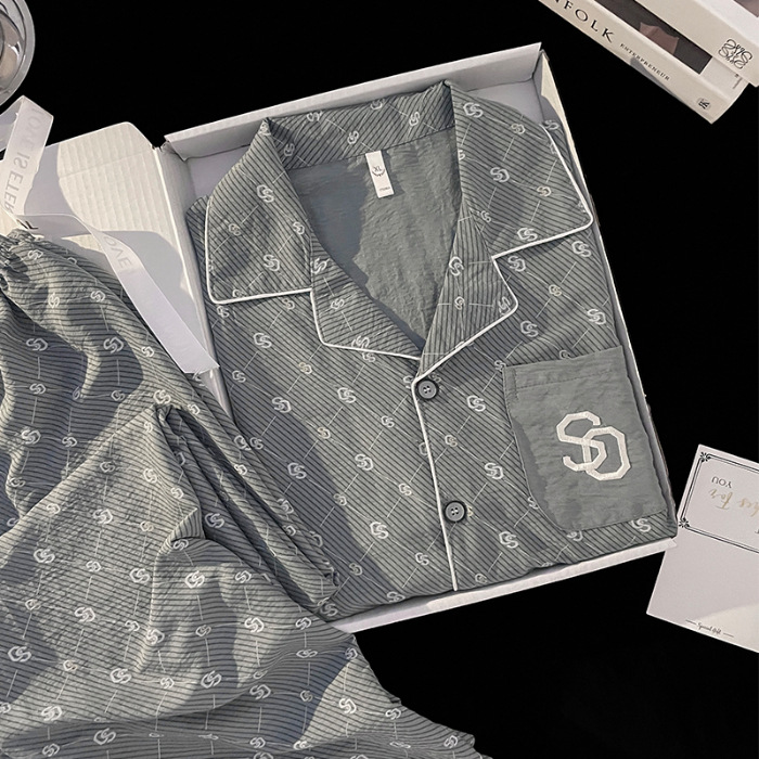 Pijama de hombre primavera y otoño delgada nube de algodón de manga larga pantalones largos para niños verano día ropa de casa 2024 nuevo conjunto