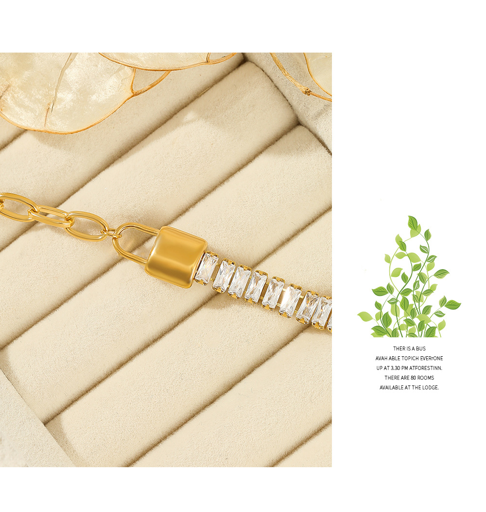 Fashion Geometric Stainless Steel Gold Plated Artificial Gemstones Bracelets 1 Piece