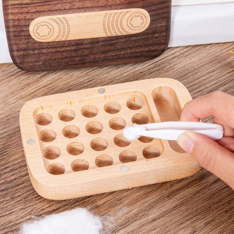Nueva caja de almacenamiento de dientes de leche de haya para bebés, cámara creativa para niños pequeños, caja de almacenamiento de TV