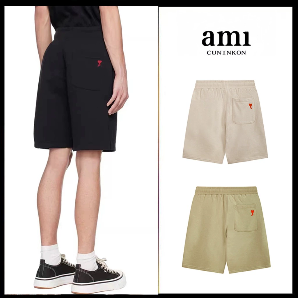 AMI задний карман маленькие любовные шорты летние повседневные свободные хлопковые укороченные брюки для мужчин и женщин