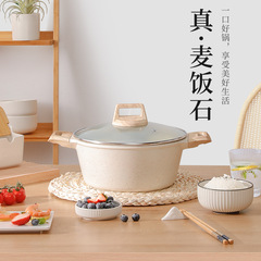 Magnetic Non-stick Thick Large Capacity 4L Double-layer Soup Pot Household Steamer Stew Pot Rice Cooker Noodle Cooker