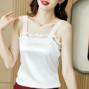 French-Style Camisole for Women, 2023 Summer New Model, Tummy-Covering, Off-Shoulder, Beautiful Back, Sexy Inner Top