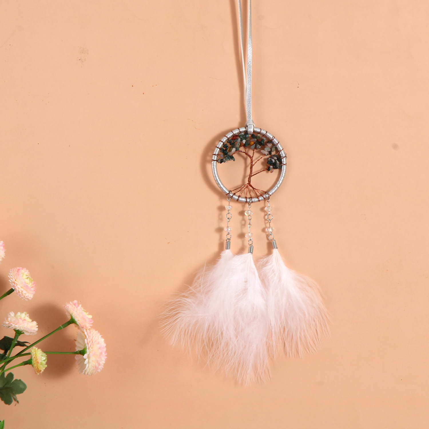 Transfronterizos de automóviles dreamcatcher red colgante bolsas decoración colgante decoración de automóviles plumas pequeños colgantes regalos de vacaciones