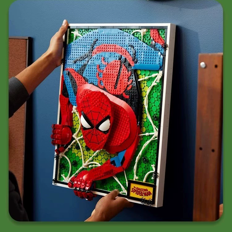 Lego, three dimensional constructor for wooden paintings, Spiderman, in 3d format