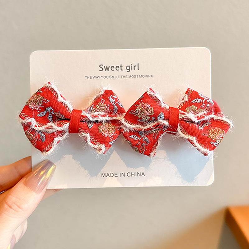 Año Nuevo accesorios para el cabello para niños arco de bordilla pinzas de cabello para niñas vestidos festivos vestidos chinos toques de cabello para niñas joyas de tarjetas de cabello